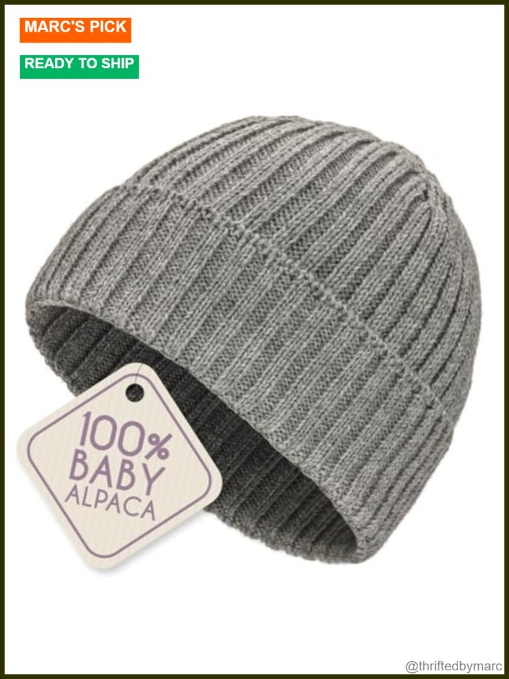 100% Baby Alpaca Wool Beanie Unisex Knit Winter Hat Lightweight Warm